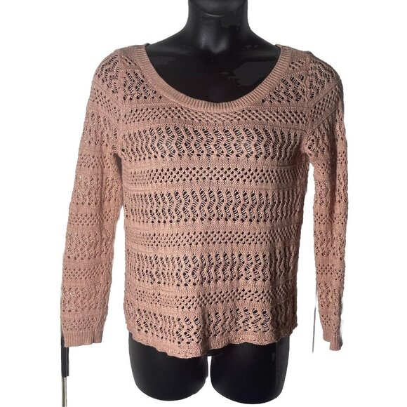 a.n.a. A New Approach Pink Medium Loose Open Knit Sweater Beach Fall Vacation - Picture 1 of 14